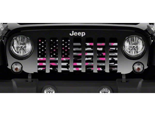 Grille Insert; American Pink Camo (18-24 Jeep Wrangler JL w/o TrailCam)