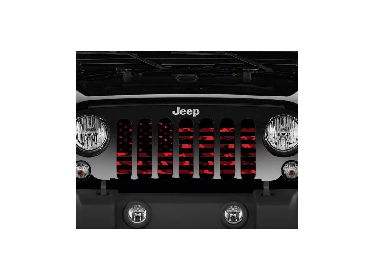 Jeep Wrangler Grille Insert; American Red Digital Camo (07-18 Jeep Wrangler  JK) - Free Shipping