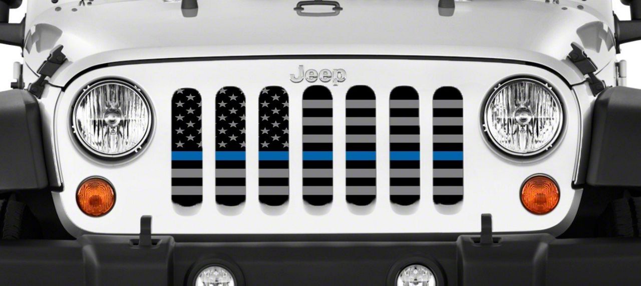 Grille Insert; American Tactical Back the Blue (18-23 Jeep Wrangler JL w/o TrailCam)