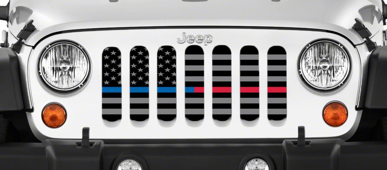 Grille Insert; American Tactical Back the Blue and Fire Department (20-23 Jeep Gladiator JT)