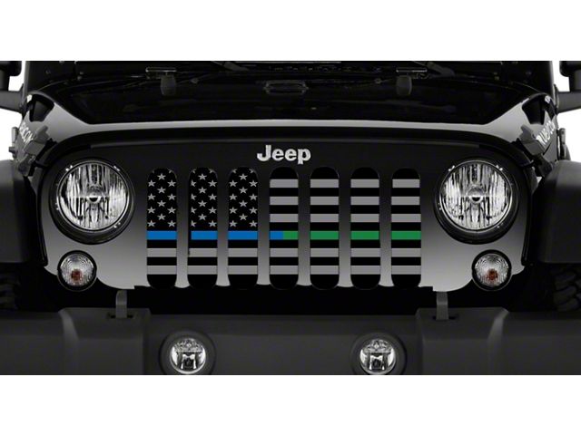 Grille Insert; American Tactical Back the Blue and Military (18-24 Jeep Wrangler JL w/o TrailCam)