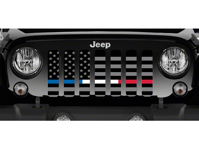 Grille Insert; American Tactical Back the Blue, Fire Department and EMS (18-23 Jeep Wrangler JL w/o TrailCam)