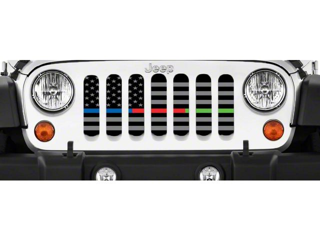 Grille Insert; American Tactical Back the Blue, Fire Department and Military (18-24 Jeep Wrangler JL w/o TrailCam)