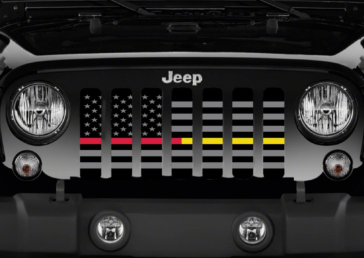 Jeep Gladiator Grille Insert; American Tactical Back the Red and Gold (2024 Jeep Gladiator JT