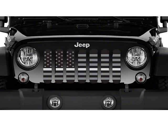 Grille Insert; American Tactical Corrections Silver Stripe (18-23 Jeep Wrangler JL w/o TrailCam)