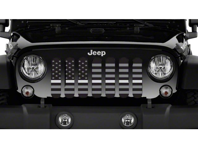 Grille Insert; American Tactical Corrections Silver Stripe (18-24 Jeep Wrangler JL w/o TrailCam)