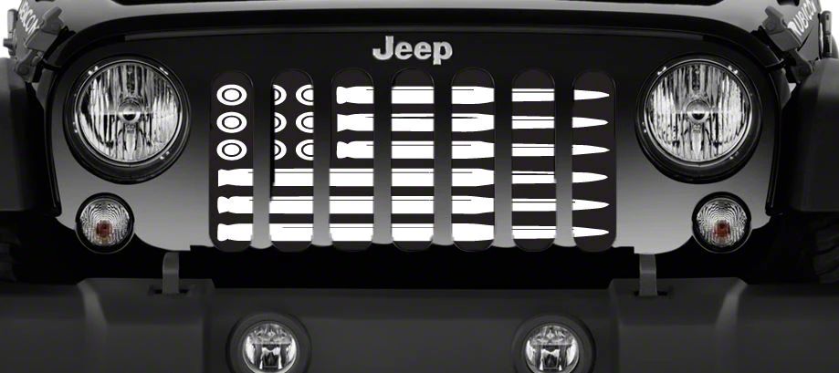 Grille Insert; Ammo Flag Black and White (76-86 Jeep CJ5 & CJ7)