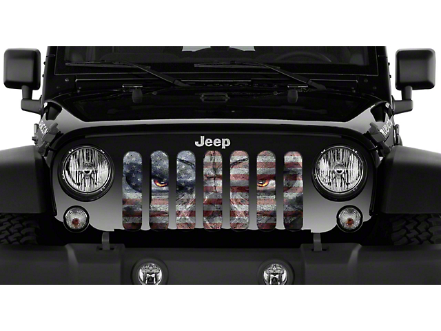 Grille Insert; Angry Patriot (07-18 Jeep Wrangler JK)