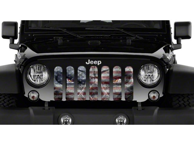 Grille Insert; Angry Patriot (18-24 Jeep Wrangler JL w/o TrailCam)