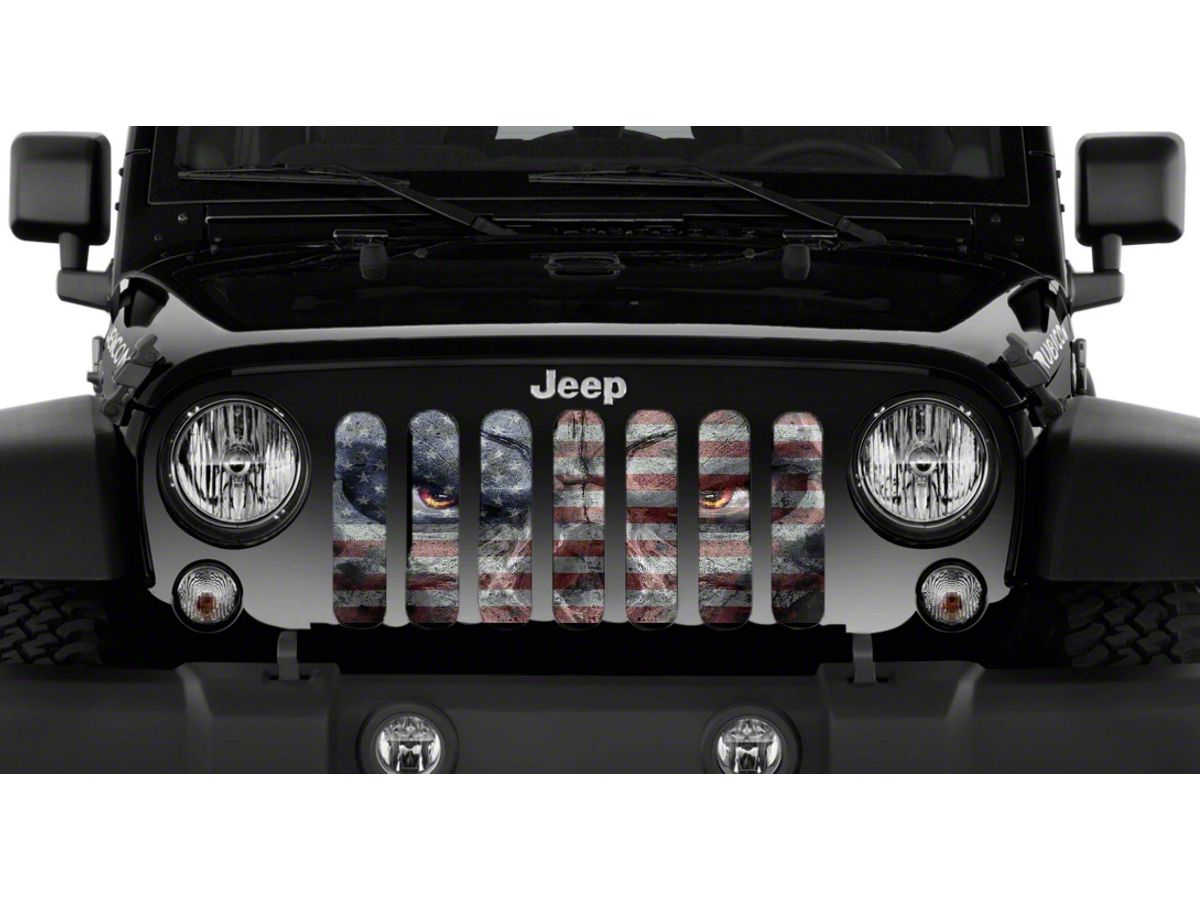 Jeep Wrangler Grille Insert; Angry Patriot (97-06 Jeep Wrangler TJ) - Free  Shipping