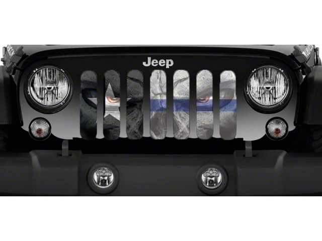Grille Insert; Angry Texan Back the Blue (18-24 Jeep Wrangler JL w/o TrailCam)