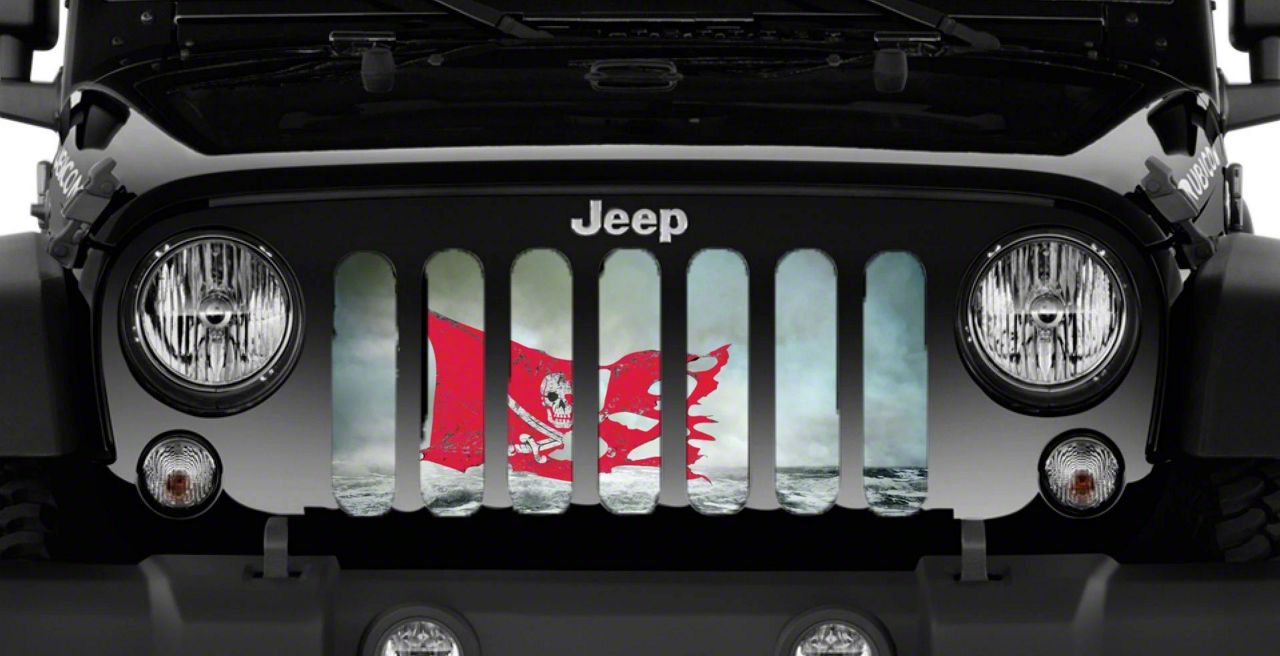 Grille Insert; Argh Red Pirate Flag (76-86 Jeep CJ5 & CJ7)