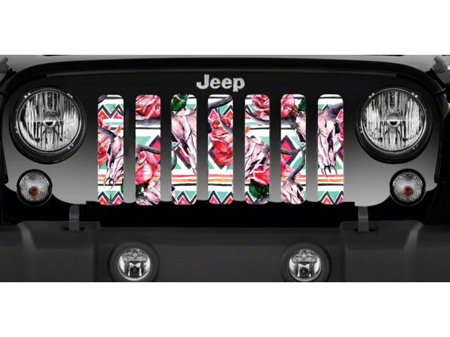 Grille Insert; Aztec Cow Skull (18-24 Jeep Wrangler JL w/o TrailCam)