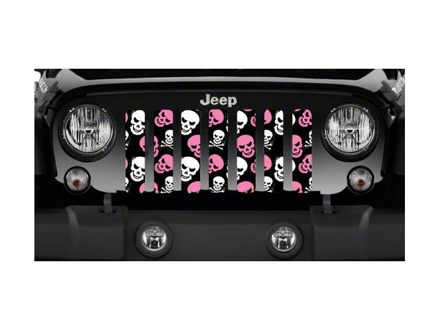 Grille Insert; Baby Pink Skulls (76-86 Jeep CJ5 & CJ7)