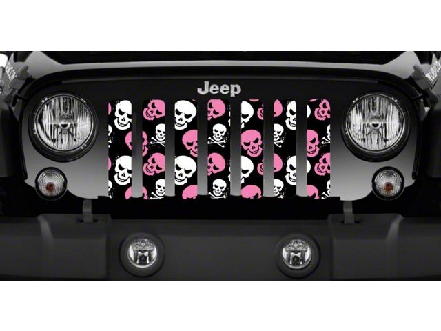 Grille Insert; Baby Pink Skulls (97-06 Jeep Wrangler TJ)