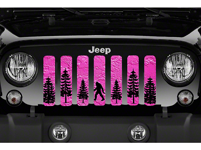 Grille Insert; Bigfoot Bright Pink Background (18-23 Jeep Wrangler JL w/o TrailCam)