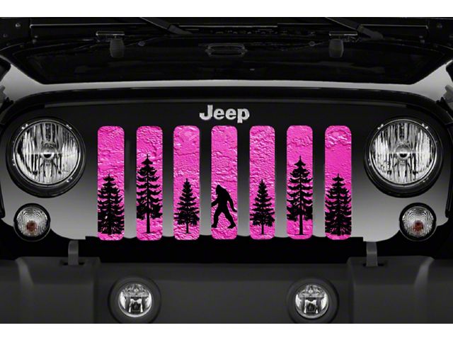 Grille Insert; Bigfoot Bright Pink Background (18-24 Jeep Wrangler JL w/o TrailCam)