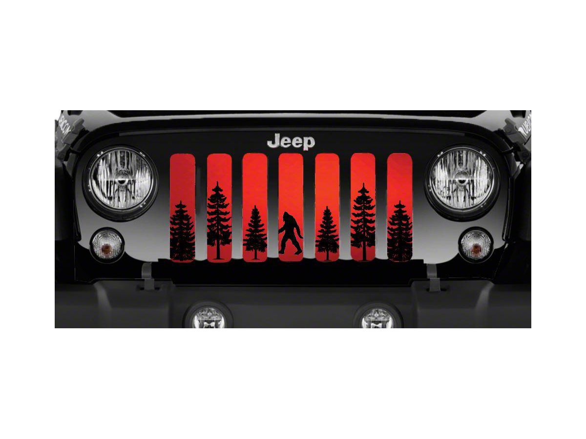 Jeep Wrangler Grille Insert; Bigfoot Red Background (87-95 Jeep Wrangler YJ)  - Free Shipping