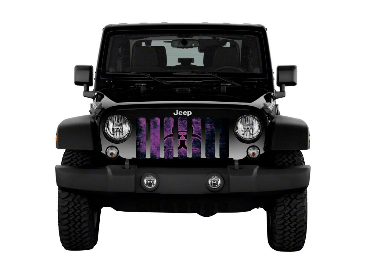 Jeep Wrangler Grille Insert; Biohazard Glow Purple (18-23 Jeep Wrangler JL  w/o TrailCam) - Free Shipping