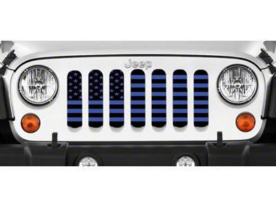 Grille Insert; Black and Blue American Flag (97-06 Jeep Wrangler TJ)