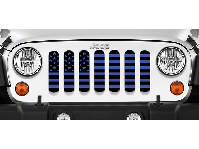 Grille Insert; Black and Blue American Flag (20-23 Jeep Gladiator JT)