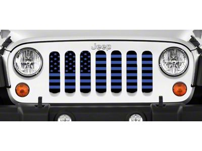 Grille Insert; Black and Blue American Flag (20-24 Jeep Gladiator JT)