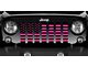 Grille Insert; Black and Hot Pink American Flag (18-24 Jeep Wrangler JL w/o TrailCam)