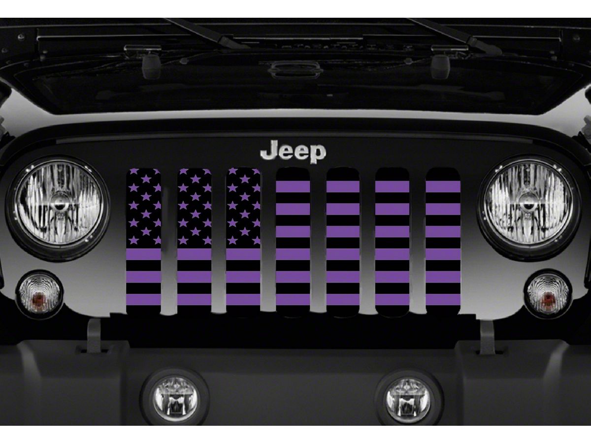 Jeep Wrangler Grille Insert; Black and Purple American Flag (18-23 Jeep  Wrangler JL w/o TrailCam) - Free Shipping