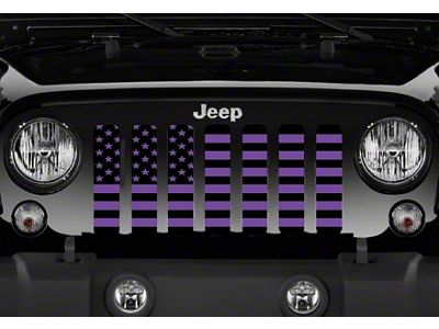 Grille Insert; Black and Purple American Flag (97-06 Jeep Wrangler TJ)