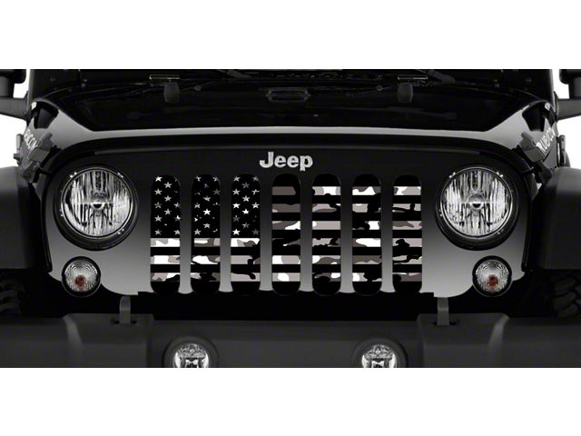 Grille Insert; Black and White Camo Flag (07-18 Jeep Wrangler JK)