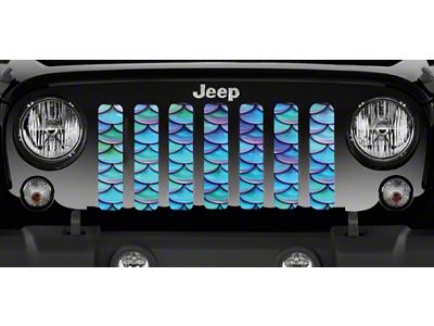 Grille Insert; Blue and Purple Mermaid Scales (18-24 Jeep Wrangler JL w/o TrailCam)