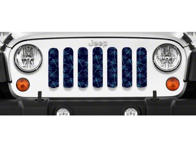 Grille Insert; Blue Dragonflies (07-18 Jeep Wrangler JK)