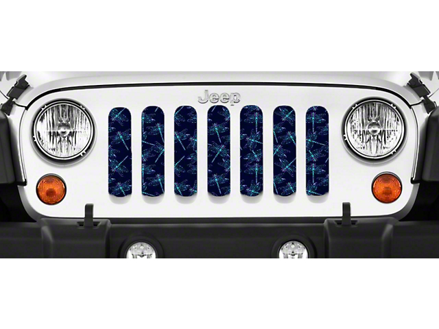 Grille Insert; Blue Dragonflies (97-06 Jeep Wrangler TJ)