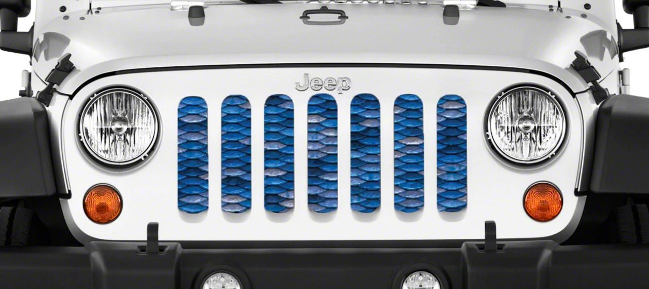 Grille Insert; Blue Mermaid Scales (97-06 Jeep Wrangler TJ)