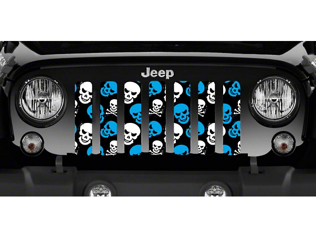 Grille Insert; Blue Skulls (07-18 Jeep Wrangler JK)