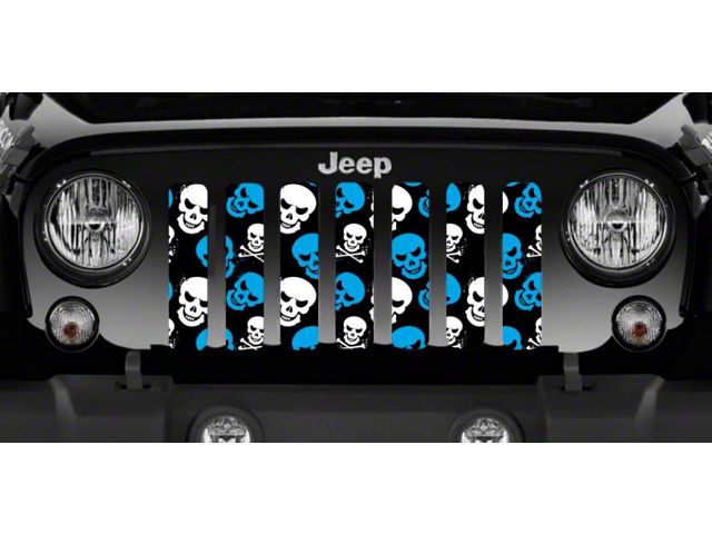 Grille Insert; Blue Skulls (20-24 Jeep Gladiator JT)