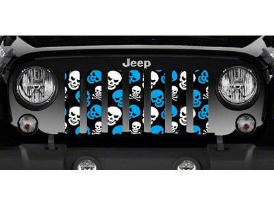 Grille Insert; Blue Skulls (87-95 Jeep Wrangler YJ)