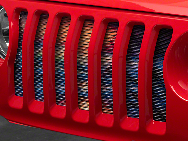 Grille Insert; Colorful Beach (18-23 Jeep Wrangler JL w/o TrailCam)