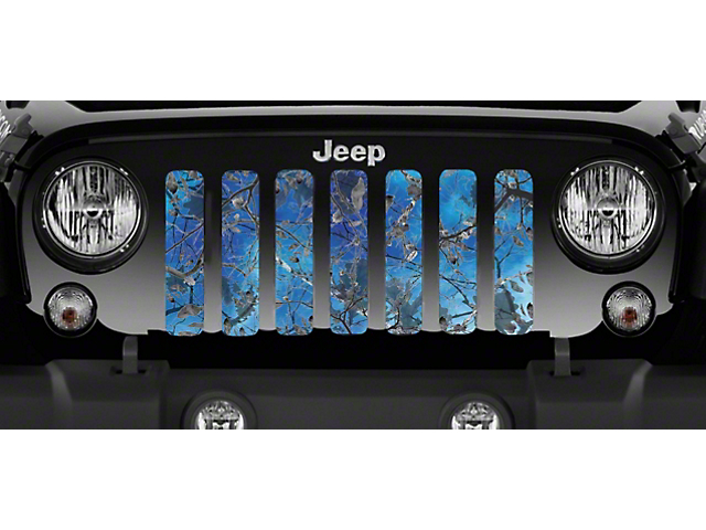 Grille Insert; Dirty Girl Blue Undertow Woodland Camo (18-23 Jeep Wrangler JL w/o TrailCam)