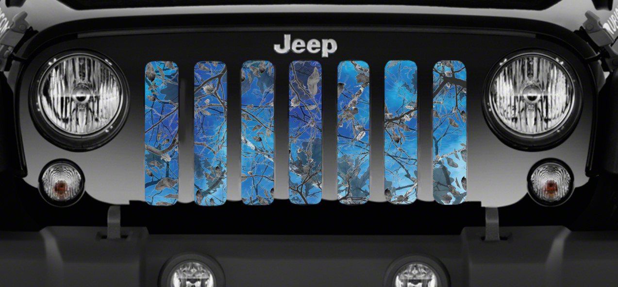 Grille Insert; Dirty Girl Blue Undertow Woodland Camo (97-06 Jeep Wrangler TJ)
