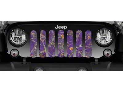 Grille Insert; Dirty Girl Plum Purple Woodland Camo (18-24 Jeep Wrangler JL w/o TrailCam)