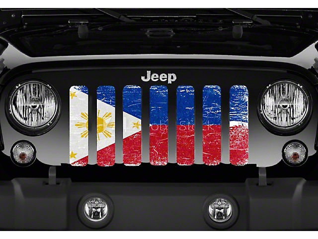 Grille Insert; Filipino Flag (18-23 Jeep Wrangler JL w/o TrailCam)