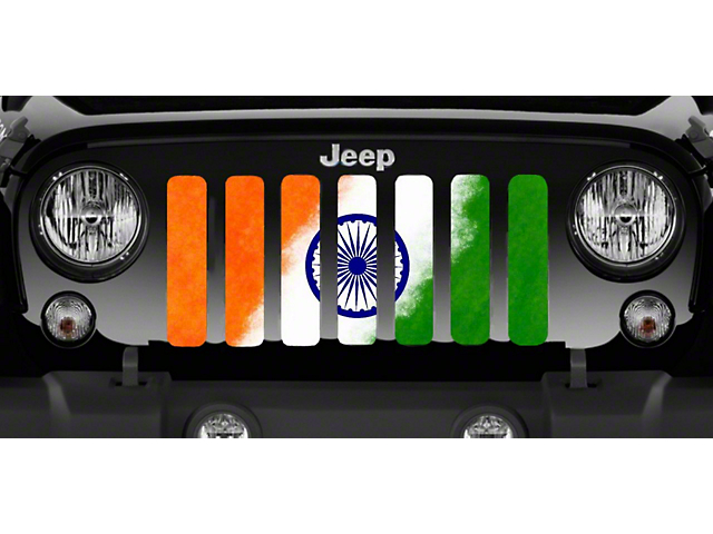 Grille Insert; Flag of India (18-23 Jeep Wrangler JL w/o TrailCam)