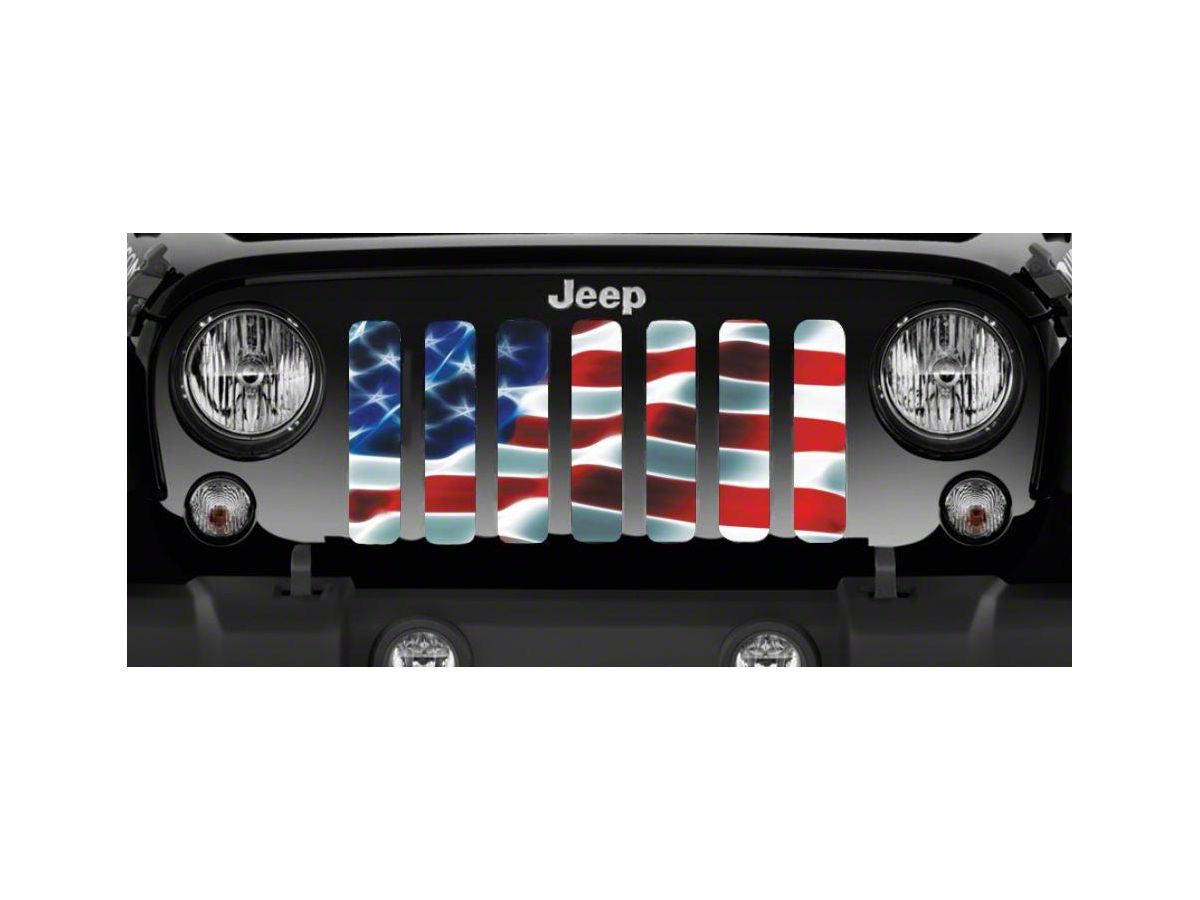 Jeep Wrangler Grille Insert; Freedom American Flag (97-06 Jeep Wrangler TJ)  - Free Shipping