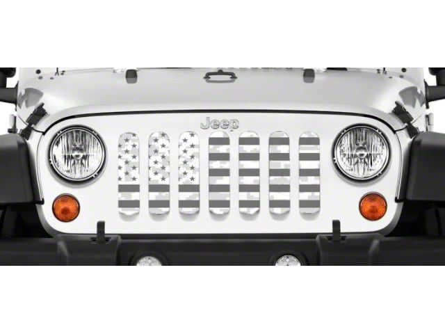 Grille Insert; Ghost American Camo Flag (18-24 Jeep Wrangler JL w/o TrailCam)