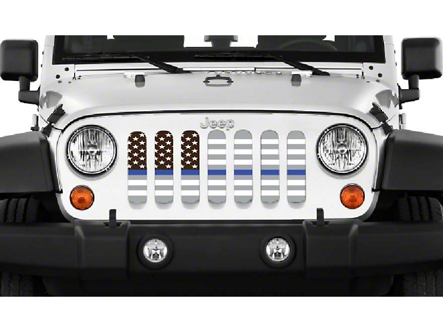 Grille Insert; Ghost Tactical Back the Blue (76-86 Jeep CJ5 & CJ7)