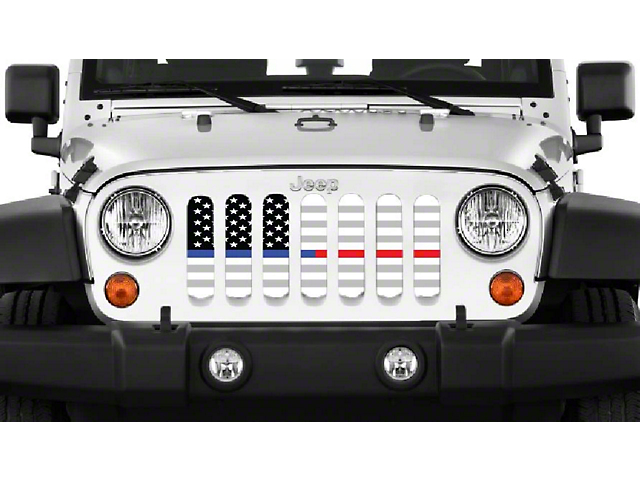 Grille Insert; Ghost Tactical Back the Blue and Fire Department (18-23 Jeep Wrangler JL w/o TrailCam)