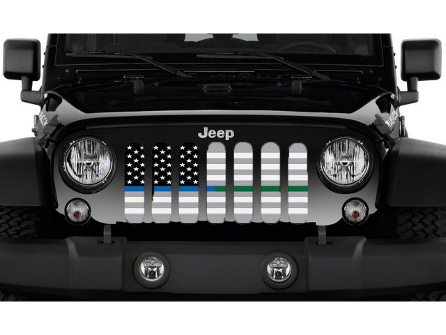 Grille Insert; Ghost Tactical Back the Blue and Military (18-24 Jeep Wrangler JL w/o TrailCam)
