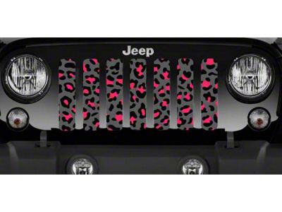 Grille Insert; Gray and Pink Leopard Print (76-86 Jeep CJ5 & CJ7)