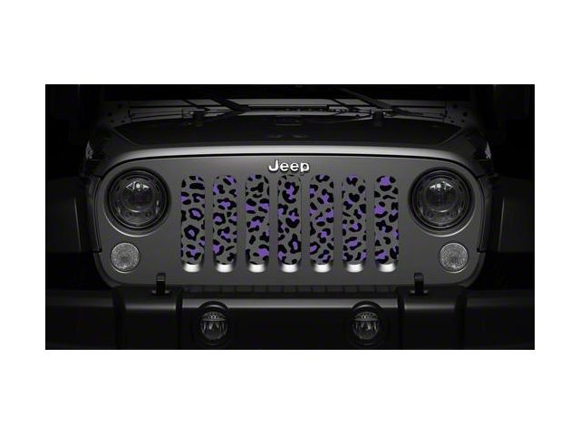 Grille Insert; Gray and Purple Leopard Print (20-24 Jeep Gladiator JT)